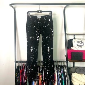 Sandro Paris Black Paint Splatter Ankle Skinny Jeans